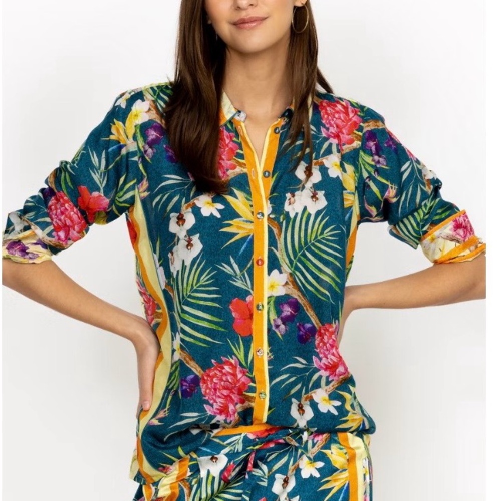 Johnny Was Tropical Nyx Floral shirt